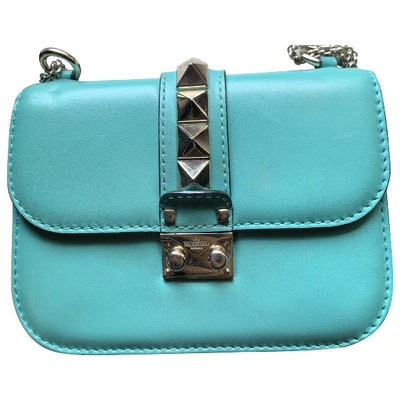 Pre-owned Valentino Garavani Glam Lock Turquoise Leather Handbag