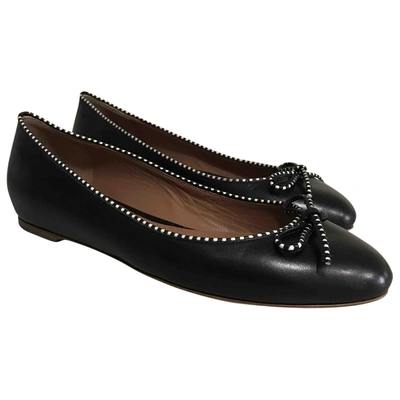 Pre-owned Tabitha Simmons Leather Ballet Flats In Black