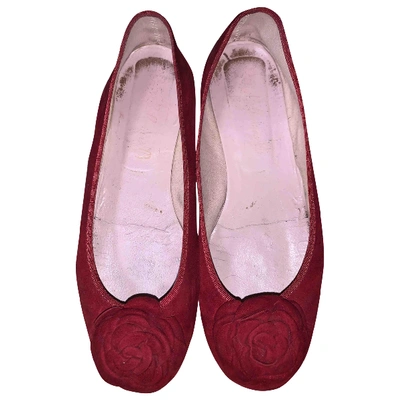 Pre-owned Pretty Ballerinas Leather Flats In Red