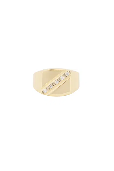 23carat Vintage Diagonal Signet Ring In Diamond & 9k Gold Tone