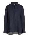24 Blooming Woman Top Navy Size 8 Linen In Blue