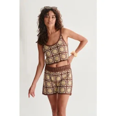 24 Colours Belle Crochet Shorts In Brown