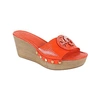 Tory Burch Patti Wedge Sandal Black Size 8 In New Fire Orange Patent