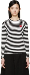 Comme Des Garçons Play Comme Des Garcons Play Black And White Striped Heart Patch T-shirt