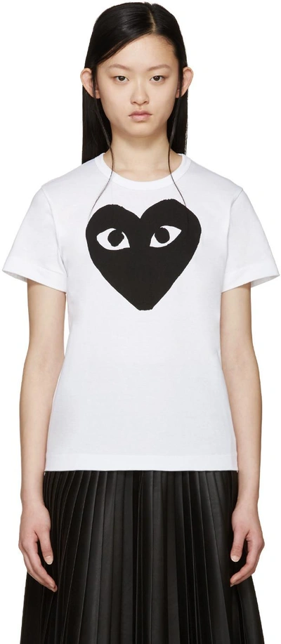 Comme Des Garçons Play White & Black Large Heart T-shirt