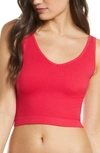 Free People Intimately Fp Solid Rib Longline Bra In Red