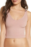 Free People Intimately Fp Solid Rib Brami Crop Top In Rose
