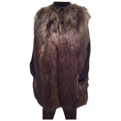 Pre-owned Prada Faux Fur Cardi Coat In Brown