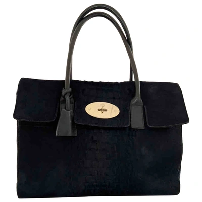 Pre-owned Mulberry Bayswater Pony-style Calfskin Tote In Blue
