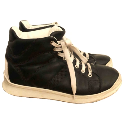 Pre-owned Dior Leather High Trainers In Black