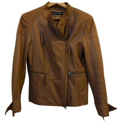 Pre-owned Luisa Cerano Leather Jacket In Camel