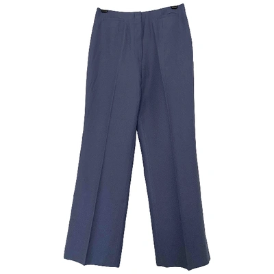 Pre-owned Chloé Silk Straight Trousers In Blue