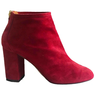 Pre-owned Aquazzura Ankle Boots In Red