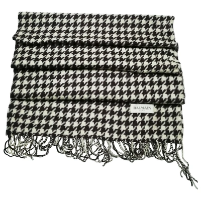 Pre-owned Balmain Wool Scarf In White