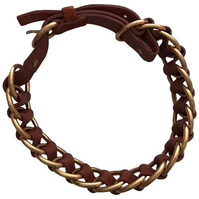 Pre-owned Miu Miu Leather Necklace In Brown