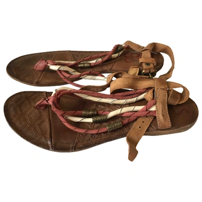 Pre-owned As98 Leather Sandal In Brown