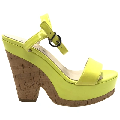 Pre-owned Orciani Patent Leather Sandal In Yellow