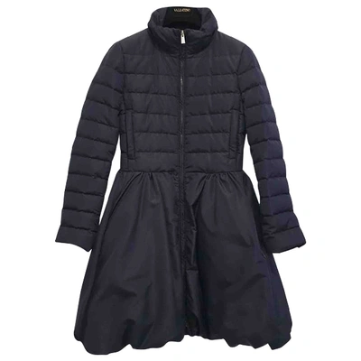 Pre-owned Valentino Silk Puffer In Navy