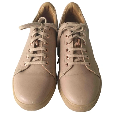 Pre-owned Pairs In Paris Leather Trainers In Beige