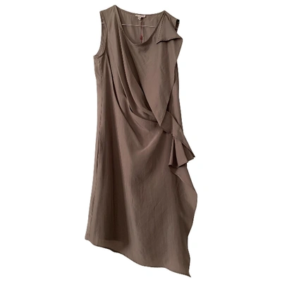 Pre-owned P.a.r.o.s.h Silk Mid-length Dress In Khaki