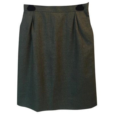 Pre-owned Saint Laurent Wool Mid-length Skirt In Khaki