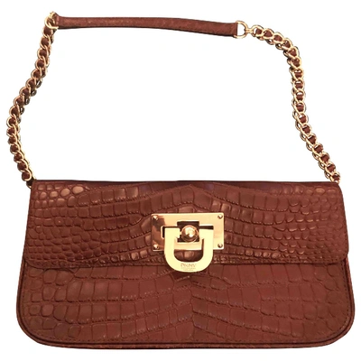 Pre-owned Dkny Leather Mini Bag In Brown