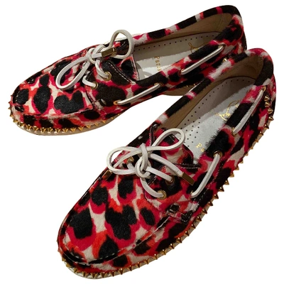 Pre-owned Christian Louboutin Pony-style Calfskin Flats In Multicolour