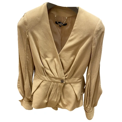 Pre-owned Elisabetta Franchi Linen Suit Jacket In Beige