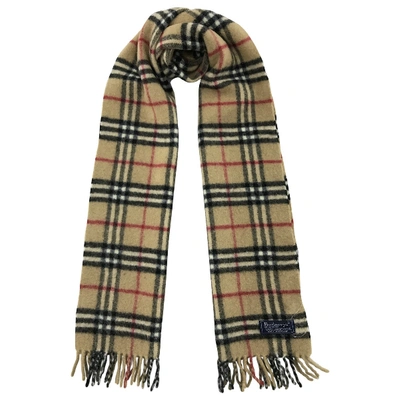 Pre-owned Burberry Wool Scarf In Camel