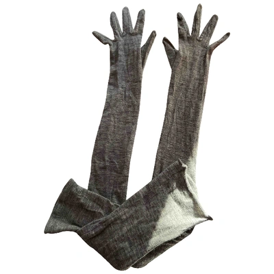 Pre-owned Bottega Veneta Cashmere Long Gloves In Grey