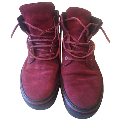 Pre-owned Gucci High Trainers In Red