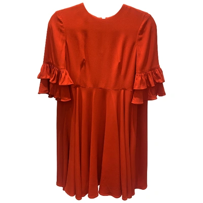 Pre-owned Alexander Mcqueen Silk Mid-length Dress In Red