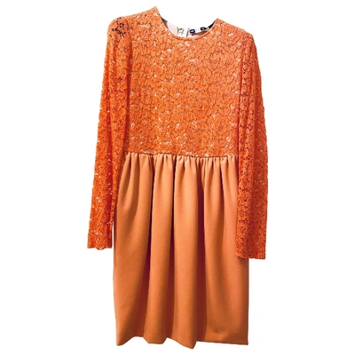 Pre-owned Msgm Lace Mini Dress In Orange