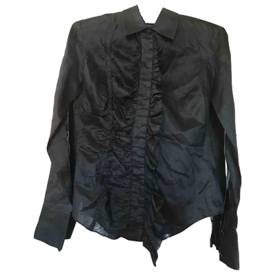 Pre-owned Donna Karan Linen Shirt In Black