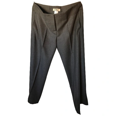 Pre-owned Chloé Wool Large Pants In Anthracite