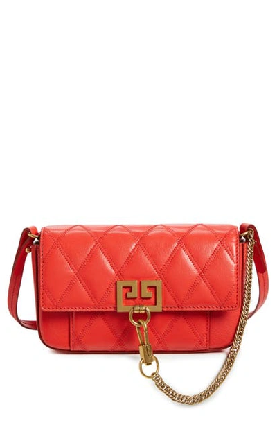 Givenchy Mini Pocket Quilted Convertible Leather Bag In Coral