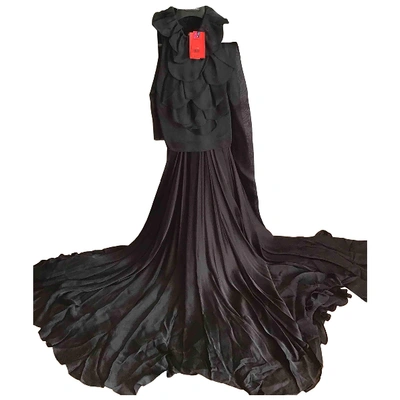 Pre-owned Carolina Herrera Silk Mid-length Dress In Black