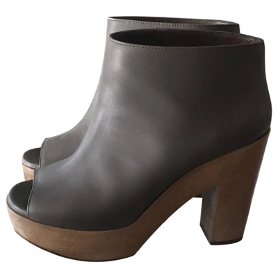 Pre-owned Marni Leather Open Toe Boots In Grey