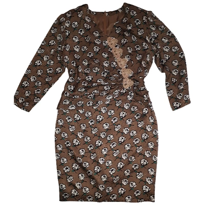Pre-owned Valentino Silk Mid-length Dress In Brown