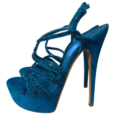 Pre-owned Casadei Glitter Sandals In Blue