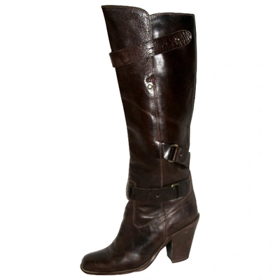 Pre-owned Barbara Bui Leather Biker Boots In Brown