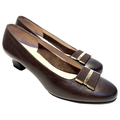 Pre-owned Ferragamo Leather Heels In Brown