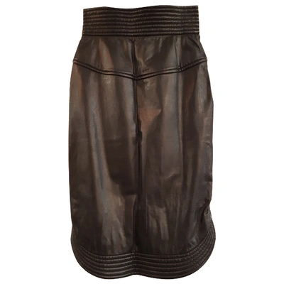 Pre-owned Fendi Leather Mid-length Skirt In Black