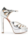 FRANCESCO RUSSO METALLIC-PRINT 130MM PLATFORM SANDALS