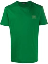 Dolce & Gabbana Cotton T-shirt With Logoed Plaque In Green