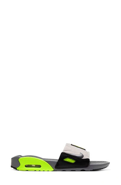 Nike Air Max 90 Slide Sandals In Smoke Grey/ Volt/ Black