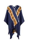 GUCCI GUCCI LOGO BAND FRINGED HEM PONCHO