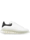 Alexander Mcqueen Suede-trimmed Leather Exaggerated-sole Sneakers In White