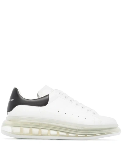 Alexander Mcqueen White Leather Platform Sneakers In White