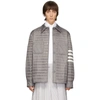 THOM BROWNE GREY DOWN 4-BAR QUILTED SHIRT JACKET